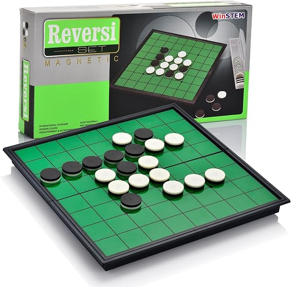Magnetic Reversi Board Game Set 9.76" with Folding Board Classic Travel Games for Kids and Adults | Folding Board, Classic Travel Games, Family Board Game For Kids and Adults, 2 Players