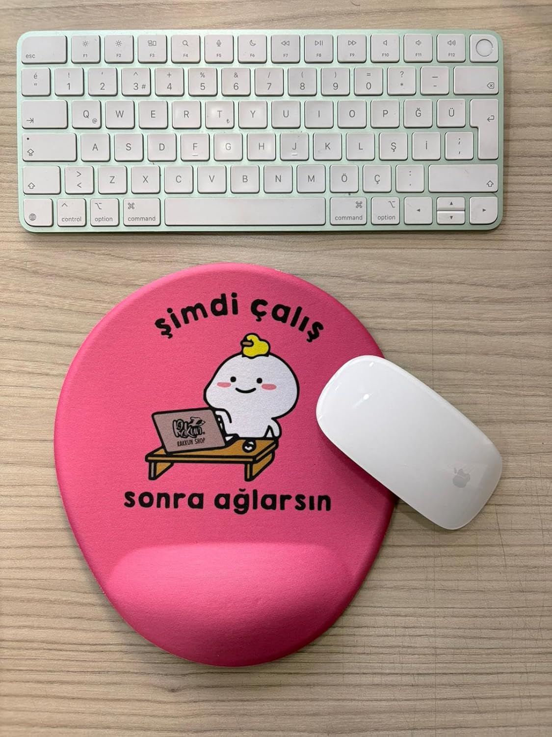 Şimdi Çalış Sonra Ağlarsın Baskılı Bilek Destekli OVAL Mouse Pad (pembe)