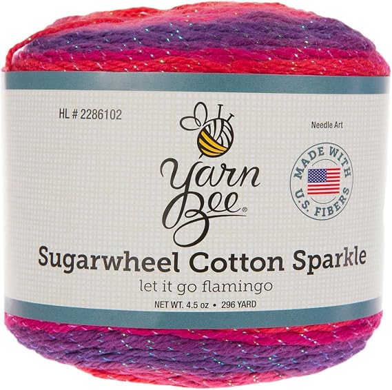 Hobby Lobby Yarn Bee Sugarwheel Yarn, 97% Cotton & 3% Metallic Polyester for Crocheting & Knitting Craft Projects