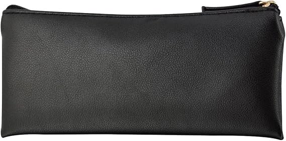 XYBAGS Mini Pencil Case Small Pen Bag with Zipper, PU Leather Makeup Pouch Makeup Case Cosmetic Pouch (Black)