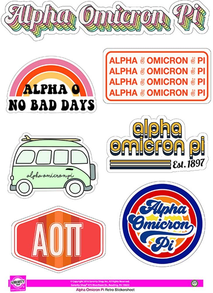 Alpha Omicron Pi - Sticker Sheet - Retro Theme