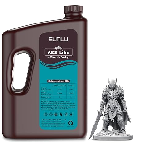 SUNLU ABS LIKE Resin for 3D Printers 4kg, Non-Brittle, High Precision & Low Shrinkage, 4000g Gray