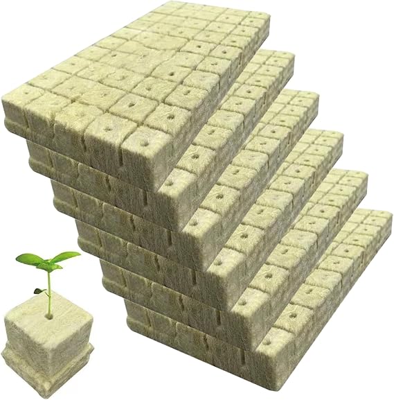 300PCS Rockwool Cubes for Hydroponics 1 Inch Rock Wool Planting Cubes with Holes Hydroponics Growing System for Cloning, Plant Propagation, Seed Starting.