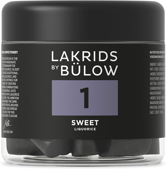 LAKRIDS BY BÜLOW - 1 - Sweet - 150g - Vegan Gourmet Liquorice from Denmark - Gluten Free Sweet Liquorice