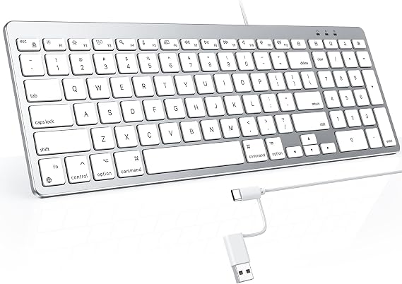 OMOTON USB-A & Type-C Dual Interface Wired Keyboard for Mac, Numeric Keypad