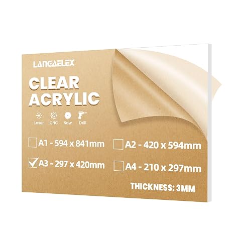 A3 Clear Cast Acrylic Sheet 3mm for Laser Cutting