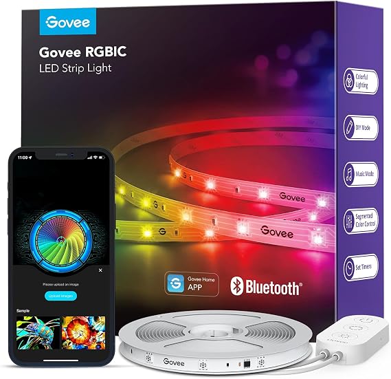 Govee 32.8ft RGBIC LED Strip Lights, LED Lights for Bedroom, APP Control