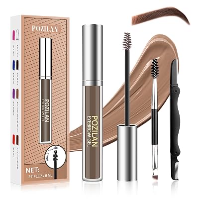 Qaxouys Eyebrow Gel Brown with Brush, Brow Gel, Eye Brow Gel Brown, Long-Lasting and Easy-To-Use Eyebrow Mascara Shaping Makeup for Natural-Looking Finish, 0.211 Fl Oz, Brown