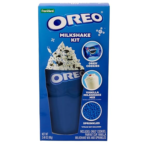 OREO Milkshake Kit Gift Set with OREO Cookies, Ceramic Milkshake glass, Milkshake Mix and Sprinkles