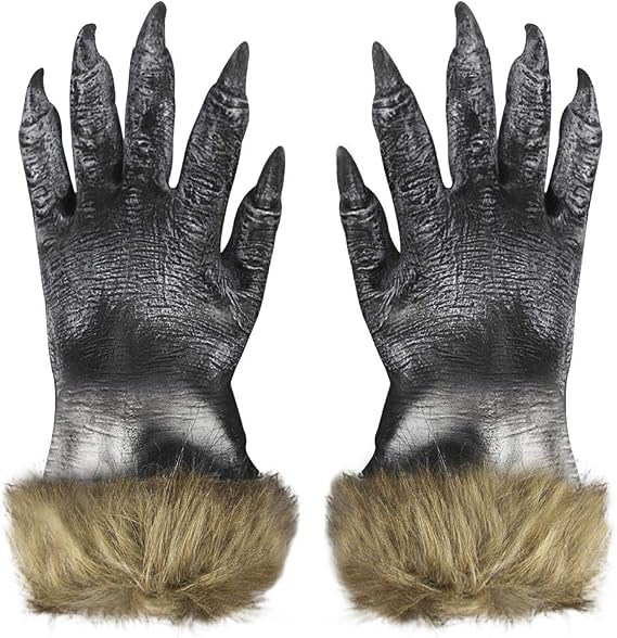 Halloween Werewolf Hands Gloves Adults Teens Funny Fancy Dress Party Cosplay Hairy Animal Paws Costume Gloves Latex Wolf Claw Gloves