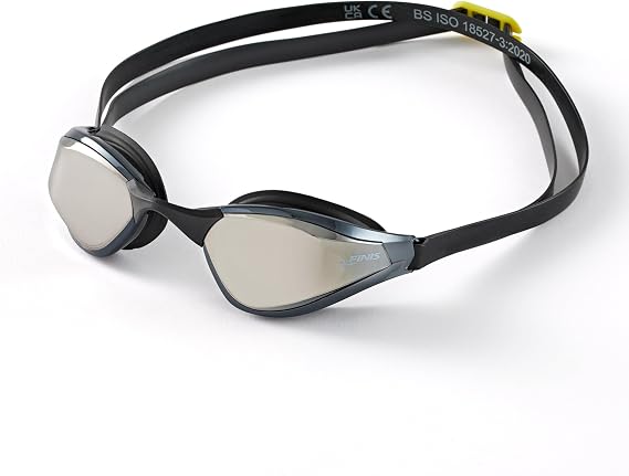 FINIS Mach 1 Low-Profile Racing Goggles With Carry Bag, Titanium | World Aquatics Approved Ultra-Low-Profile Racing Goggles with Mirrored Panoramic Lenses and a Secure, Leak-Proof Fit