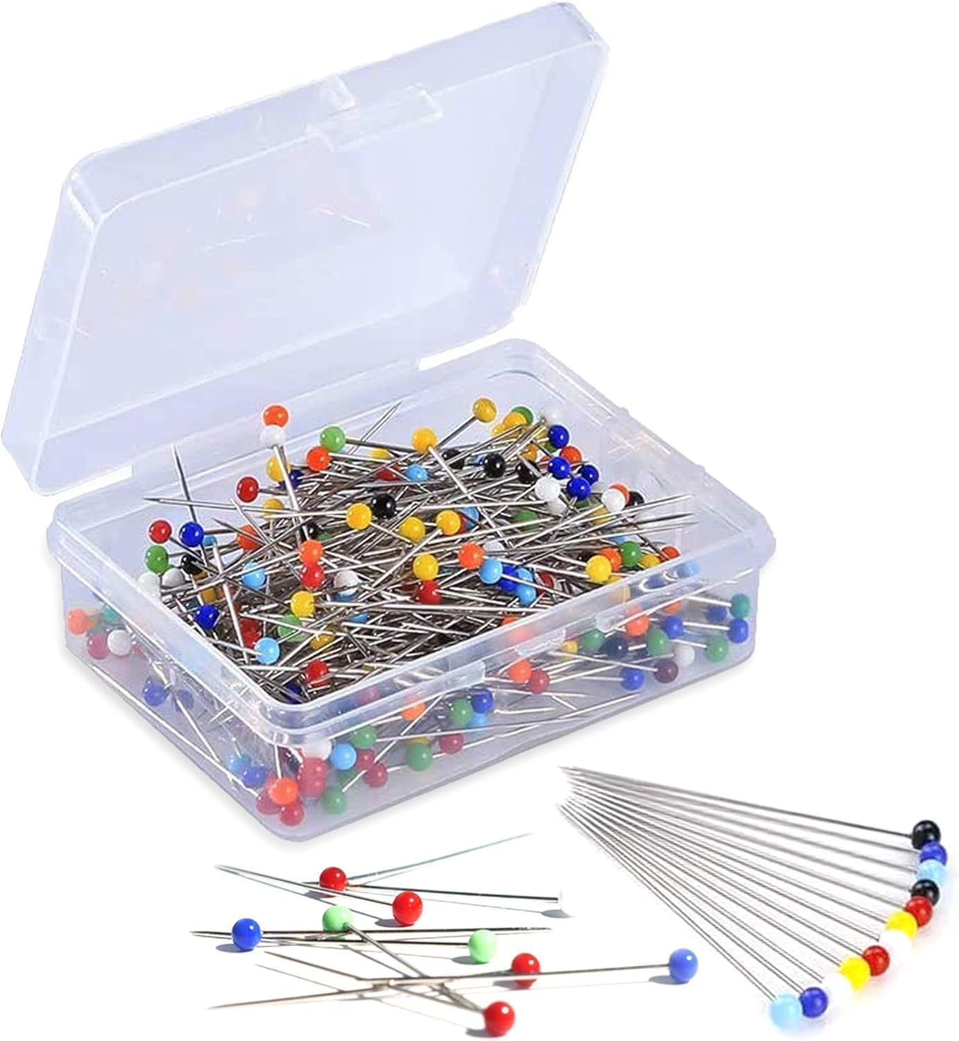 MINTHE 100PCS Sewing Pins for Fabric, Straight Pins Sewing with Pearlized Colored Heads, Quilting Supplies, Pearl, Stick, Corsage, Head