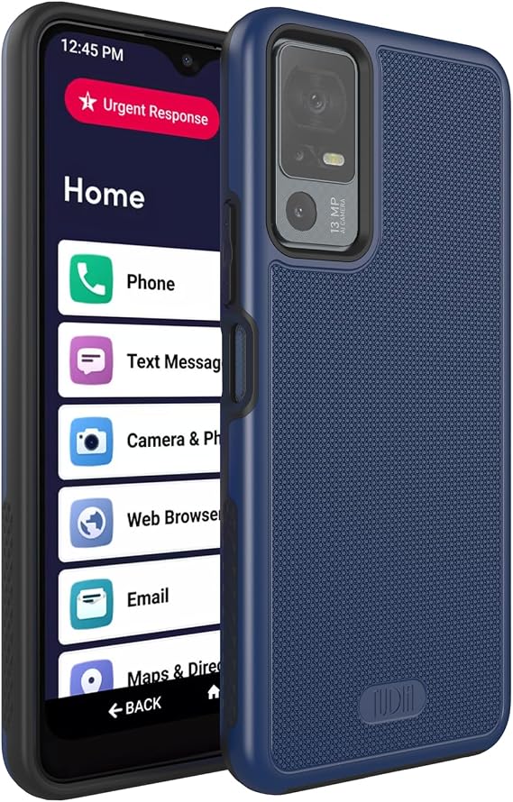 TUDIA MergeGrip for Jitterbug Smart 4 Case T608G, [Military Grade Drop Tested] Shockproof Protection Slim Rugged Dual Layer Heavy Duty Phone Cases for Senior - Indigo Blue