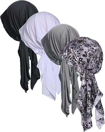 Pre Tied Head Covers Sets Chemo Beanies for Women Slip On Lightweight Chemo Bandana Turban