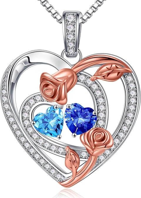 Iefil Birthstone Jewelry Gifts for Women - Heart Birthstone Necklace