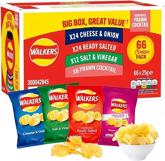 Kandy Collection Walkers Crisps Multipack 66 x 25g Assorted Flavours