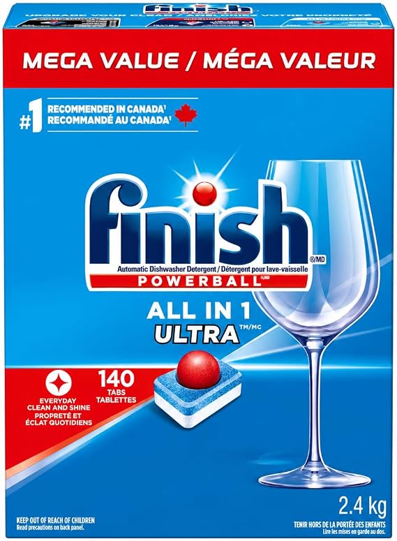 Finish Powerball Automatic Dishwasher Detergent, All in 1 Ultra Powerful Clean, 2.4 KG - 140 Tabs