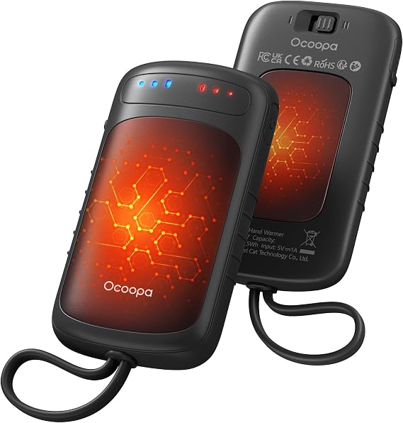 OCOOPA Dual-Sided Hand Warmers Rechargeable, 2-in-1 Electric Handwarmers with UL-Certified, 3 Heating Levels, Pocket Size USB Hand Warmers for Outdoor Camping & Hunting, Gifts for Men, UT5 DuoHeat