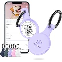 QR Code Pet ID Tag UK– Dog Identity ID Tags for Pets, Waterproof Silicone, Instant Lost Pet Alerts, Customizable Online Profile, Lightweight (Purple)