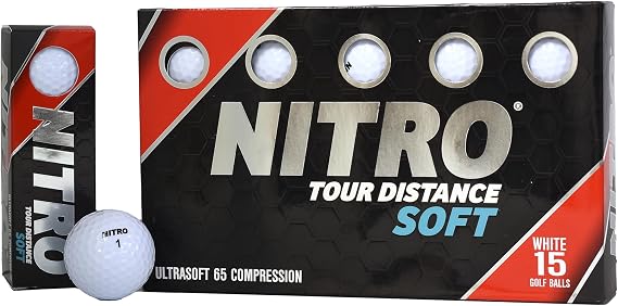 Nitro Tour Distance Soft 15 Pack - White Golf Balls