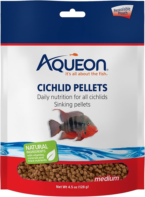 Aqueon Cichlid Pellets, Cichlid Fish Food, Medium, 4.5 Ounces