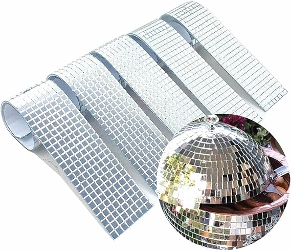 REDODEDO 5 Sheets Real Glass Silver Mirrors Mosaic Tiles Sticker for Craft Square Glass Tiles Self Adhesive,5mm by 5mm 2390Pcs