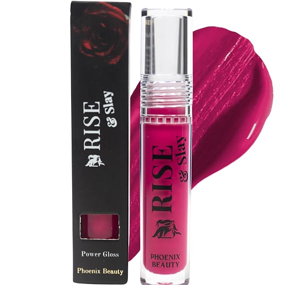Power Gloss Fuchsia Pink Non-Sticky Lip Gloss with High Pigment, Hyaluronic Acid, Jojoba & Castor Oil, Vit-E for Bold, Moisturizing Color (Cosmopolitan)