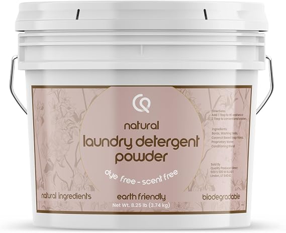 Premium Laundry Soap |1 Gallon |6 lb, Powdered, No Added Fragrance or Brightener, Gentle on Skin, Safe & Non-Toxic, HE Safe, Concentrated Cleaning Power, Resealable Bucket with Scoop Included