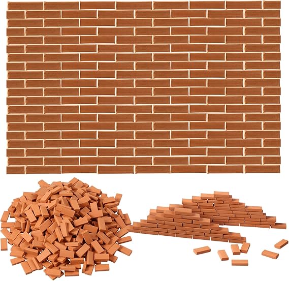 Civaner 350 Pcs Miniature Model Bricks for Crafts, 1/35 Scale | Tiny Clay Dollhouse Wall Bricks, Small Blocks Realistic, Christmas Village Buildings, DIY Landscaping Garden Construction