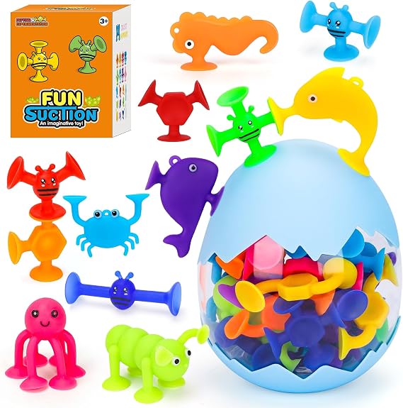 Baby Bath Toys for Kids Ages 3 4 5: 30PCS Ocean Animal Suction Cup Toys Set Mold-Free Water Play Toys for Toddlers 1-3 Travel & Bathtub Sensory Learning Gift for 3-6 Year Old Boys Girls