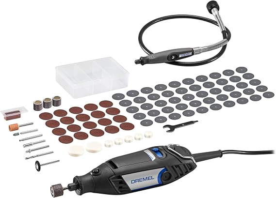 Dremel 3200 Corded 130W Rotary Tool Kit with Flex Shaft and 90 Accessories | Accessory Case, Variable Speed 10.000-35.000 RPM for Cutting, Engraving, Sanding, Polishing, Grinding for DIY Crafts Repairs
