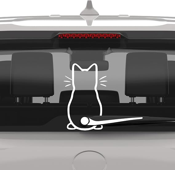 Cute Cat Car Windshield Wiper Vinyl Art Sticker Decor Lovely Animal Cat Mural Art Decal for Car Window Loptop Decoration
