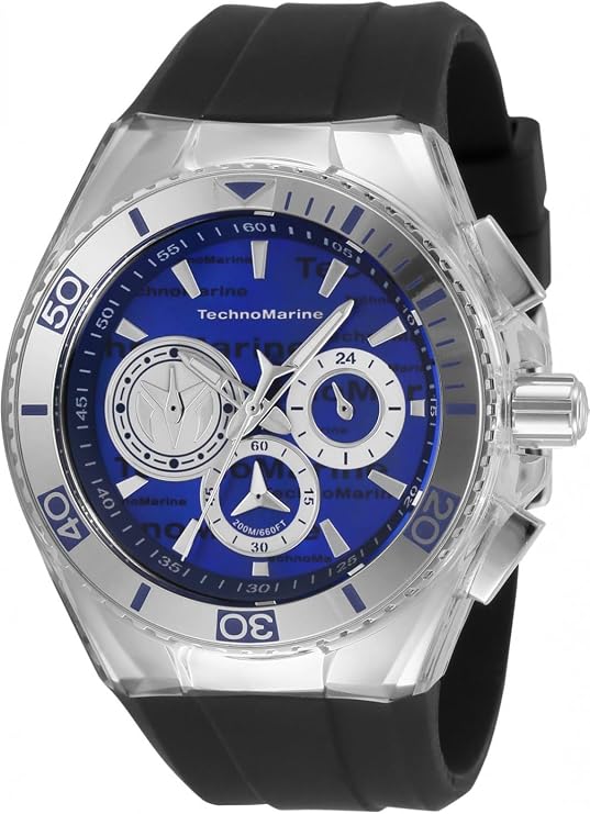 TechnoMarine Men's Cruise California Men's StainlessSteel Quartz Watch with Silicone Strap, Black, 29.1 (Model: TM120024) (One Size, Multicolored)