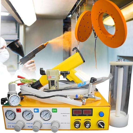 Electric Power Tools Portable Powder Coating System, Electrostatic Powder Coating System, Powder Coat Machine with Spray Gun, 1L Small Capacity Powder Bucket, Powder Coating System Kits