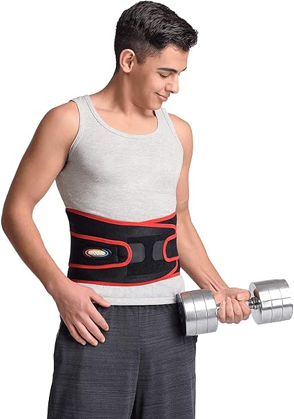 MAXAR Airprene Sports Brace With Powerful 18 Magnets, Warm & Breathable, Six Spring Metal Stays, Support Belt for Lumbosacral, Heavy Lifting, Prevent & Lower Back Pain or Injuries, Black, Small