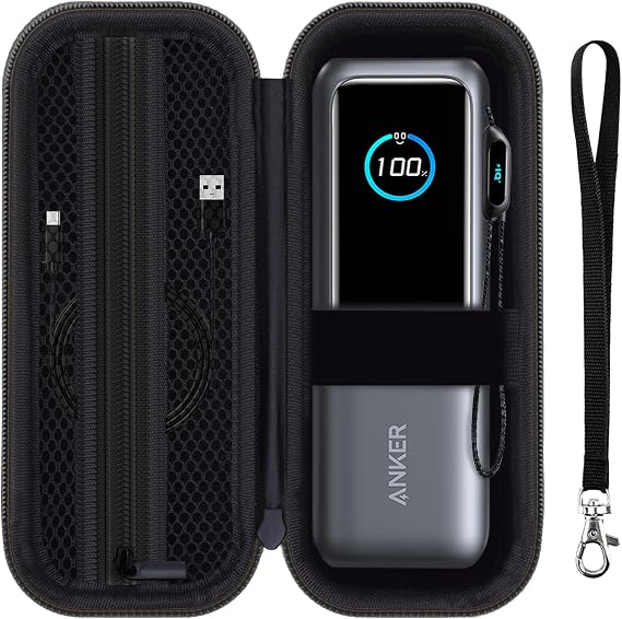 Case for Anker 25,000mAh Laptop Power Bank, Hard Travel Carrying Case for Anker A1695 Portable Charger 25K 165W Power Bank Organizer Bag - Black(CASE ONLY)