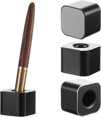 4 Pieces Single Pen Holder For Desk, Solid Metal Fountain Pen Stand, Square Pen Stand, Mini Pen Display Stand Toothbrush Holder, Desk Organizer Accessory, For Home, Office, Students, Teachers Black