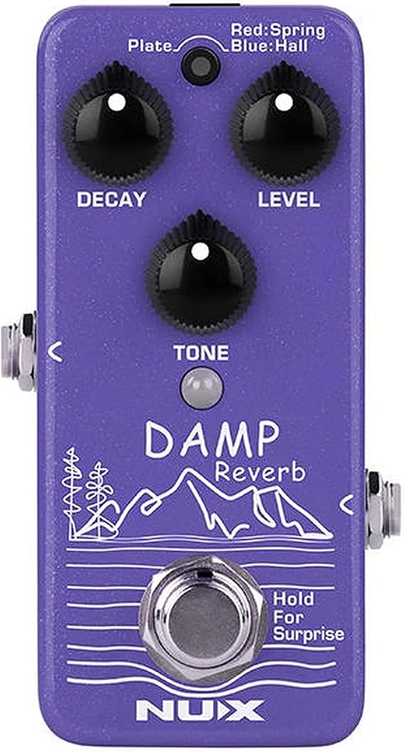NUX Damp Reverb Guitar Effects Pedal with Plate, Spring, Hall, 3 Reverb Types, I/0 Jacks, True-bypass or Buffer-bypass, USB-C Port