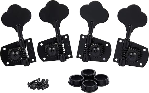 KAISH Black 2+2 Cloverleaf Bass Tuners Bass Tuning Machines Bass Tuning Keys for Standard/Highway One Series Jazz J Bass/Precision P Bass