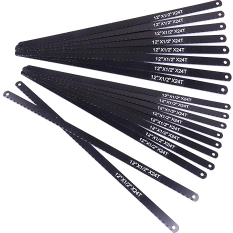20pcs 12" X24T Hacksaw Blades,High Carbon Steel Hand Saw Replacement Blades for Gardeners,PVC Pipes,Wood Saws Cutting