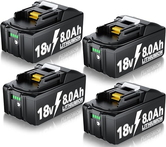 4Pack 8.0Ah Replacement for Makita 18V Battery Compatible with Makita 18 Volt Battery LXT BL1815 BL1820 BL1830B BL1840B BL1850B BL1860 BL1860B Makita 18V Battery Charger and Tools