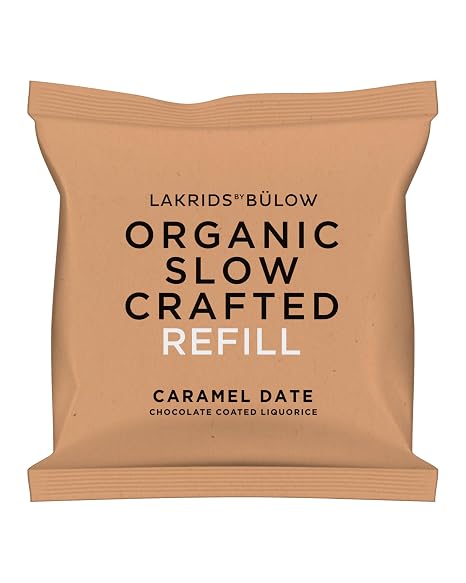 LAKRIDS BY BÜLOW - Caramel Date Refill - 265g - Slow Crafted Organic Liquorice Wrapped in Chocolate in Refill Bag