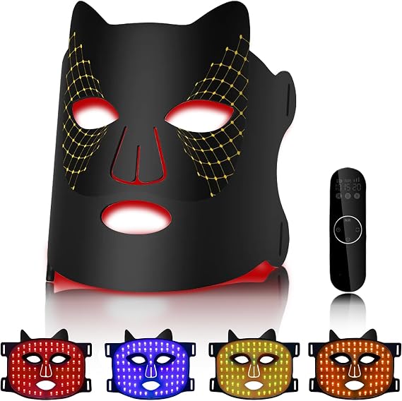 LED Face Mask - Light Therapy Mask for Acne Treatment - Red Light Therapy Mask with Individually Controlled Lights of Red/Blue/Green/NIR - Suitable for Travel and Home Use Anywhere