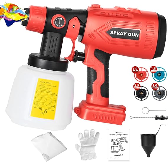 Cordless HVLP Paint Sprayer for V20 Craftsman 20V Battery Tool,200W Brushless Handheld Electric Paint Spray Gun with 1000ML Container for DIY Small Projects:Fence,Cabinets,Chairs(No Battery)