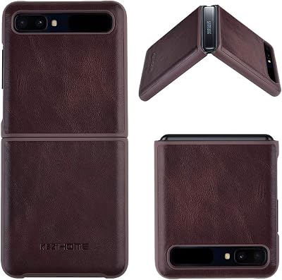 KEZiHOME Z Flip 5G Case, Genuine Leather Z Flip Case, Minimalist Ultra Thin Slim Durable Protective Phone Case Cover for Samsung Galaxy Z Flip Coffee