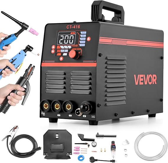VEVOR 3-in-1 Plasma Cutter Welder Combo - CUT/TIG/MMA, 50A Plasma Cutting Machine & 200A TIG Stick Welder, Digital 110/220V Dual Voltage with 2T/4T/PA/PT Function for Home Repairs, Workshops