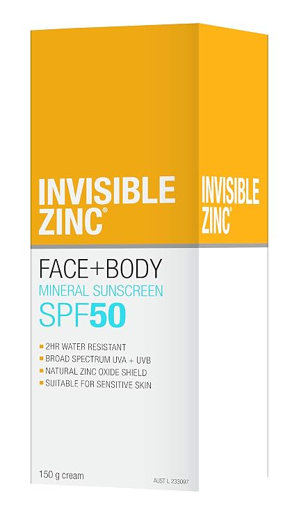 Invisible Zinc - Face + Body SunscreenSPF 50 UVA UVB (150g/5.29oz)