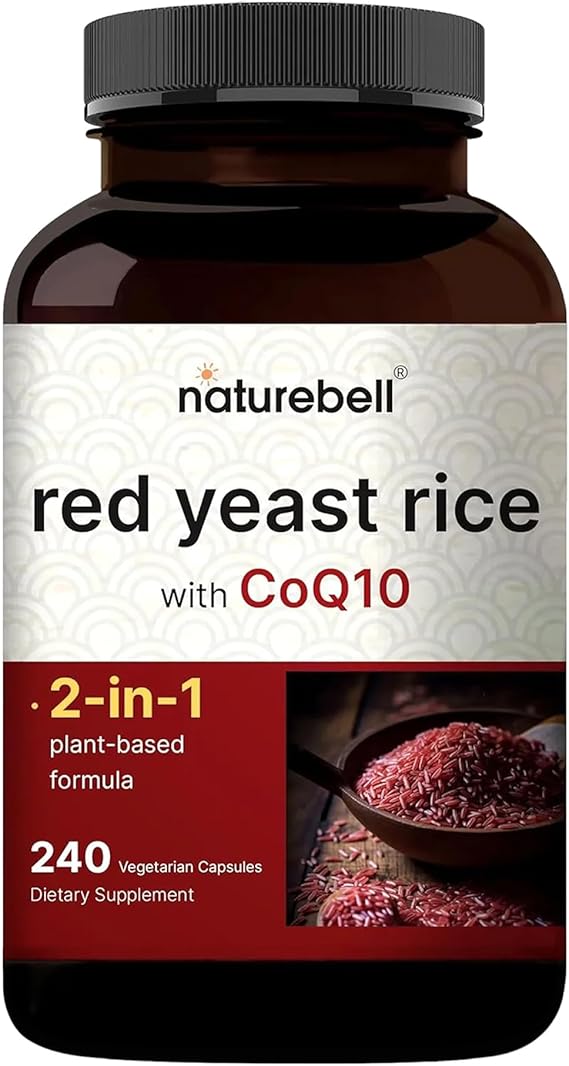 NatureBell Red Yeast Rice with CoQ10-240 Vegetarian Capsules - for Heart Health, Energy Support, Brain Wellness & Antioxidant Support*