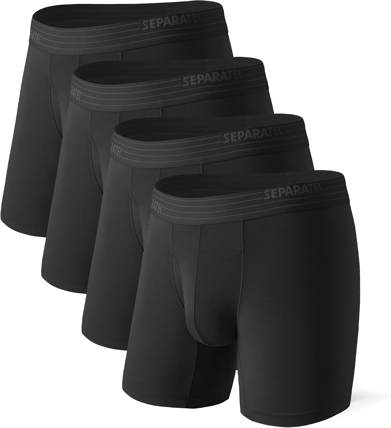 Separatec Breathable Mens Underwear with Separate Pouch Moisture Wicking Soft Anti Chafing Boxer Briefs for Men 4 Pack