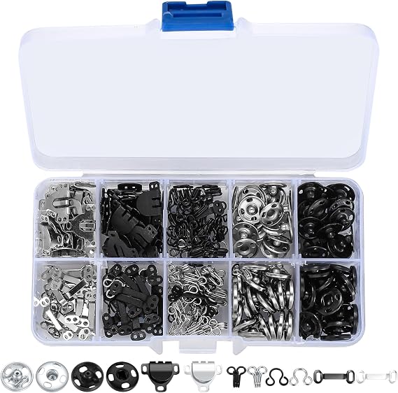 100Pcs Sewing Hooks and Eyes Closure Set,3 Styles Skirt Hook SewingSnapsKit